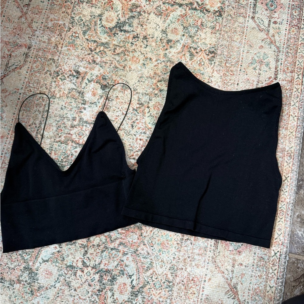 Free people Black Crop Top Set